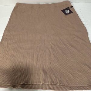 Ava & Viv Ribbed Midi Brown Woman Skirt Size 2X